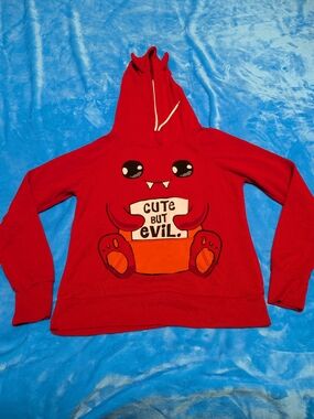 👹❤️ Cute But Evil Energy: Red Cartoon Monster Hoodie ❤️👹
